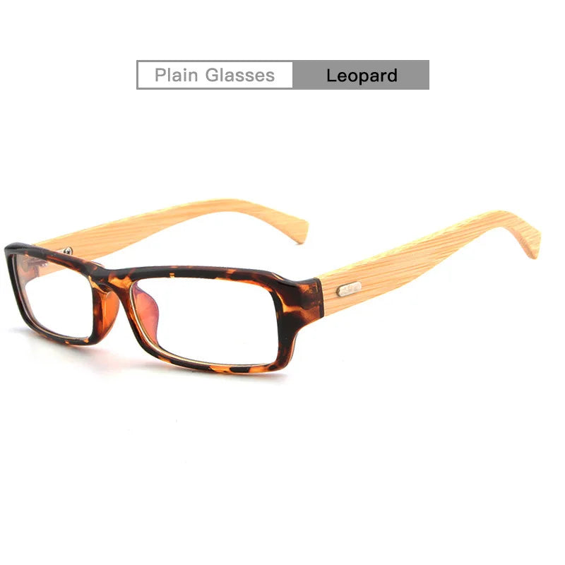 Hdcrafter Unisex Full Rim Square Bamboo Wood Eyeglasses 6811 Full Rim Hdcrafter Eyeglasses Leopard  