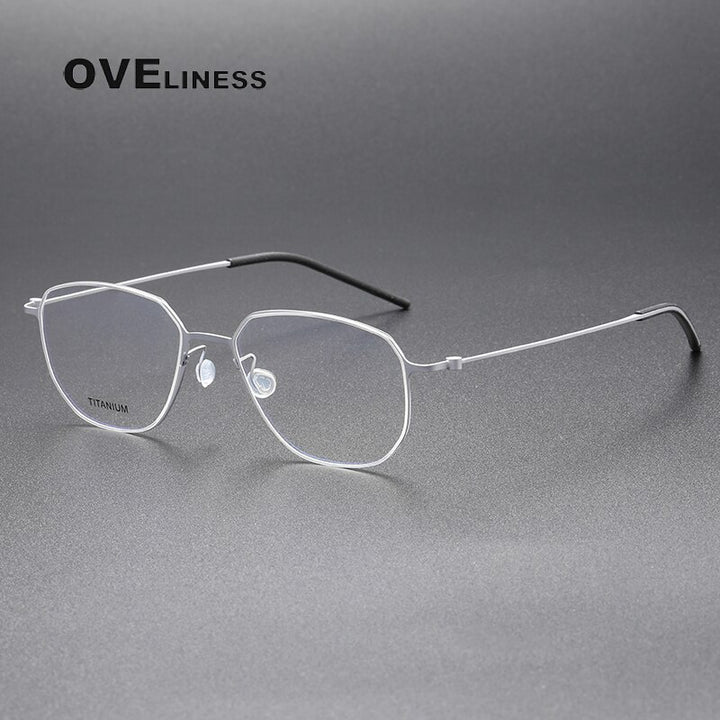 Oveliness Unisex Full Rim Square Screwless Titanium Eyeglasses 5505 Full Rim Oveliness silver