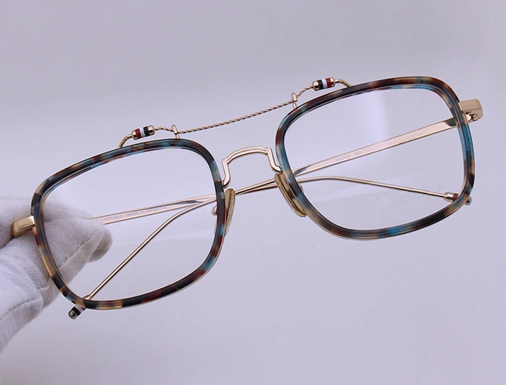 Black Mask Unisex Full Rim Square Double Bridge Alloy Acetate Eyeglasses Tbs816 Full Rim Black Mask