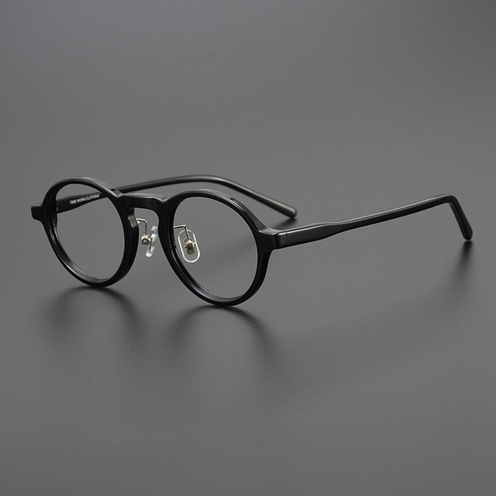 Gatenac Unisex Full Rim Round Acetate Eyeglasses Gxyj1043 Full Rim Gatenac Black
