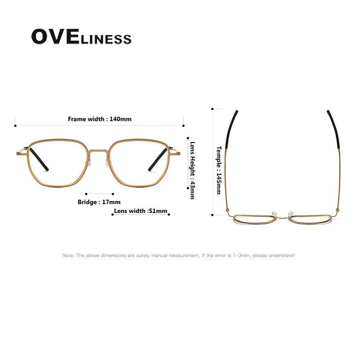Oveliness Unisex Full Rim Square Titanium Eyeglasses 5527 Full Rim Oveliness