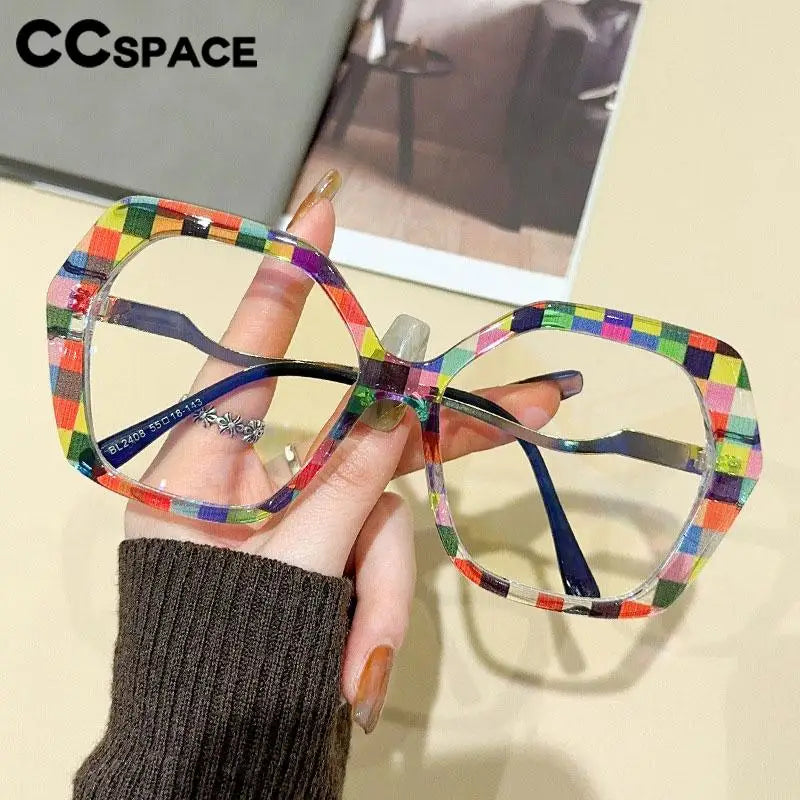 CCspace Women's Full Rim Large Polygon Plastic Eyeglasses 57426 Full Rim CCspace
