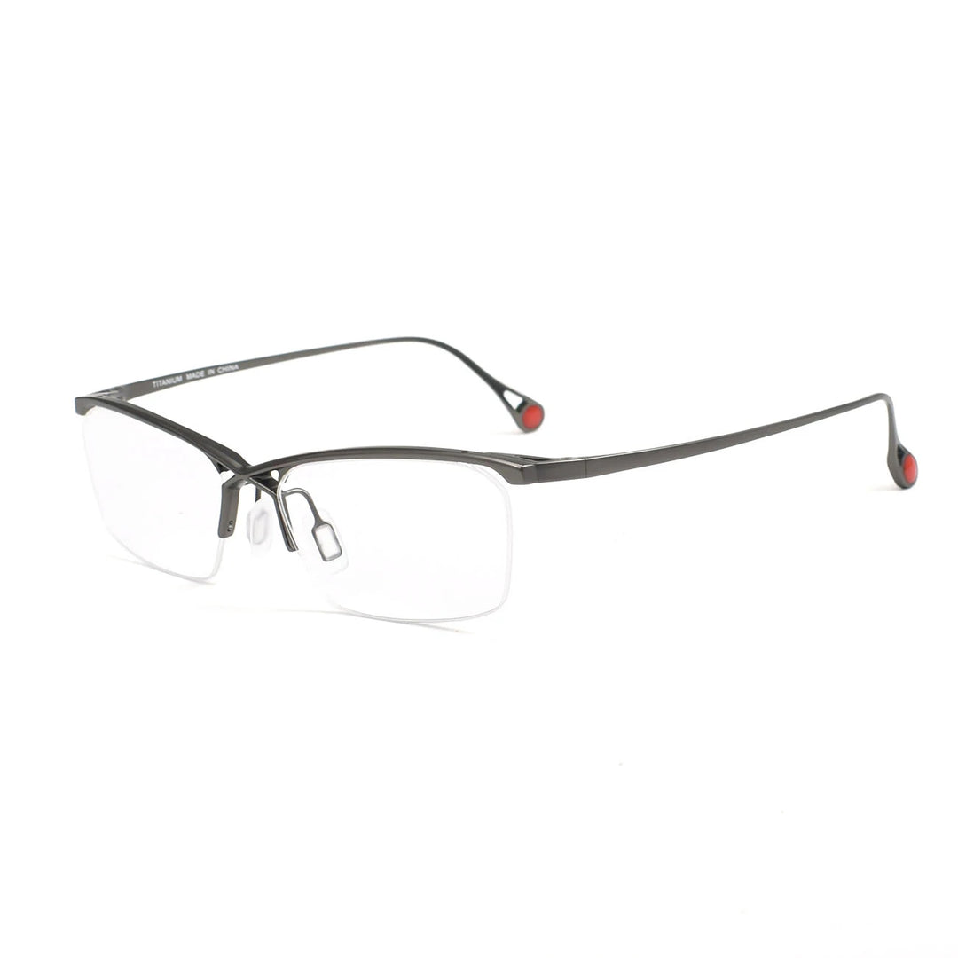 Muzz Mens Semi Rim Rectangle Titanium Eyeglasses 222 Semi Rim Muzz GRAY  