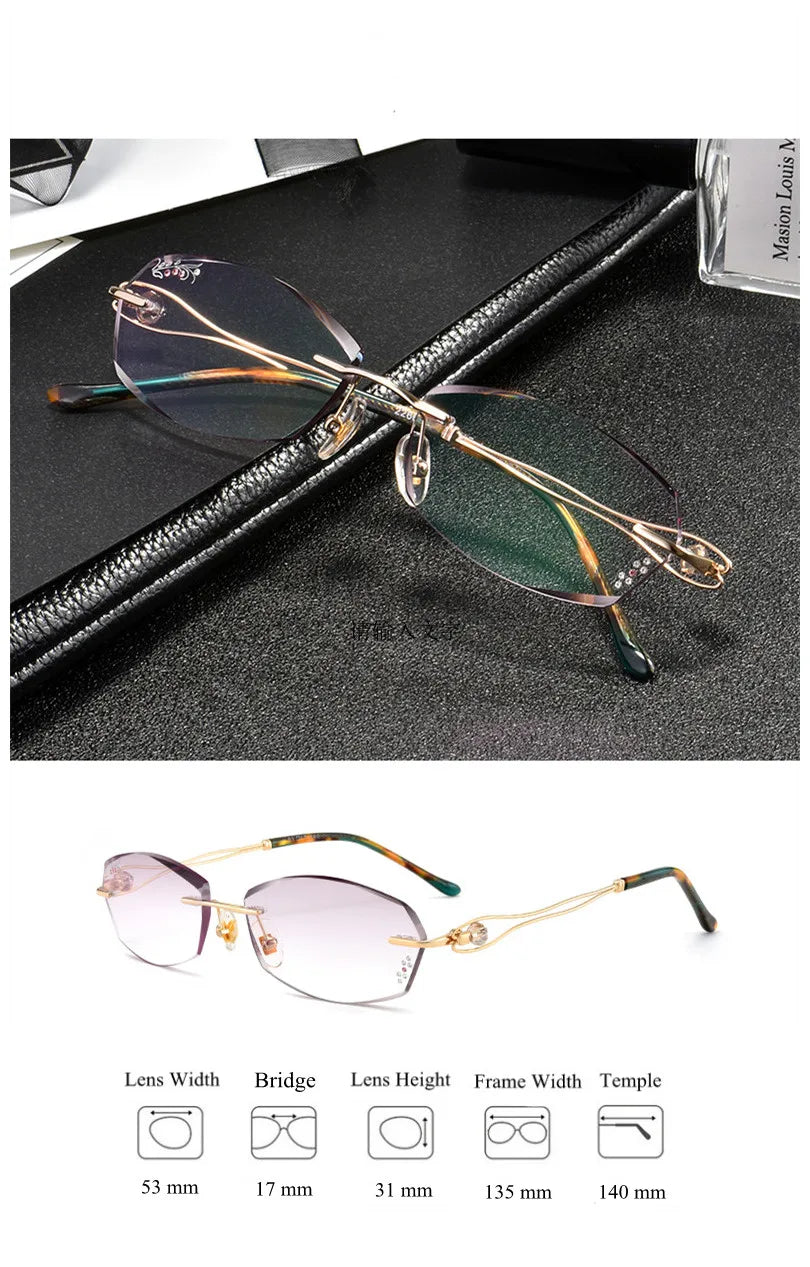 Chashma Women's Rimless Rectangle Oval Titanium Eyeglasses 22671