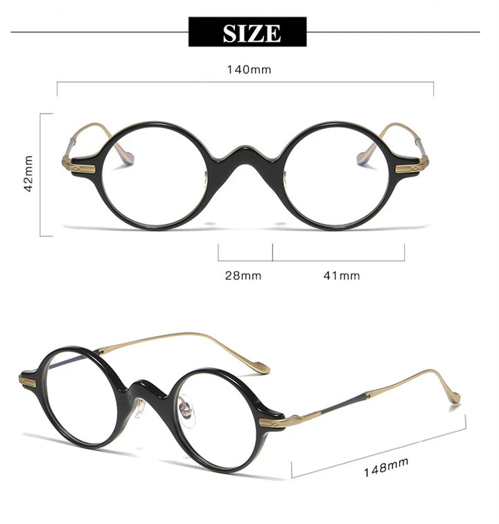Black Mask Unisex Full Rim Round Titanium Acetate Eyeglasses 95950