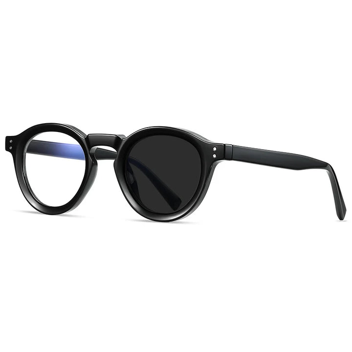 Kocolior Unisex Full Rim Small Round Acetate Eyeglasses Xk2090 Full Rim Kocolior Photochromic Black