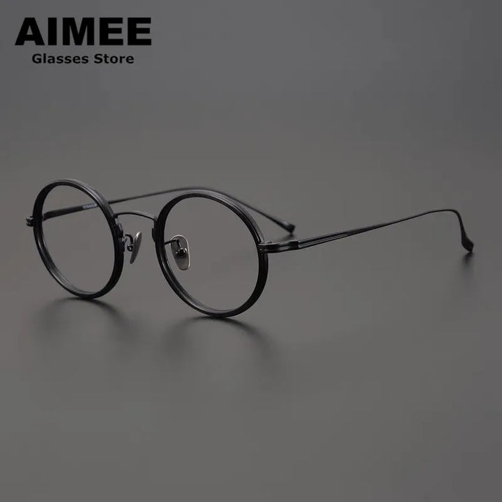 Aimee Unisex Full Rim Round Titanium Eyeglasses 81061 Full Rim Aimee