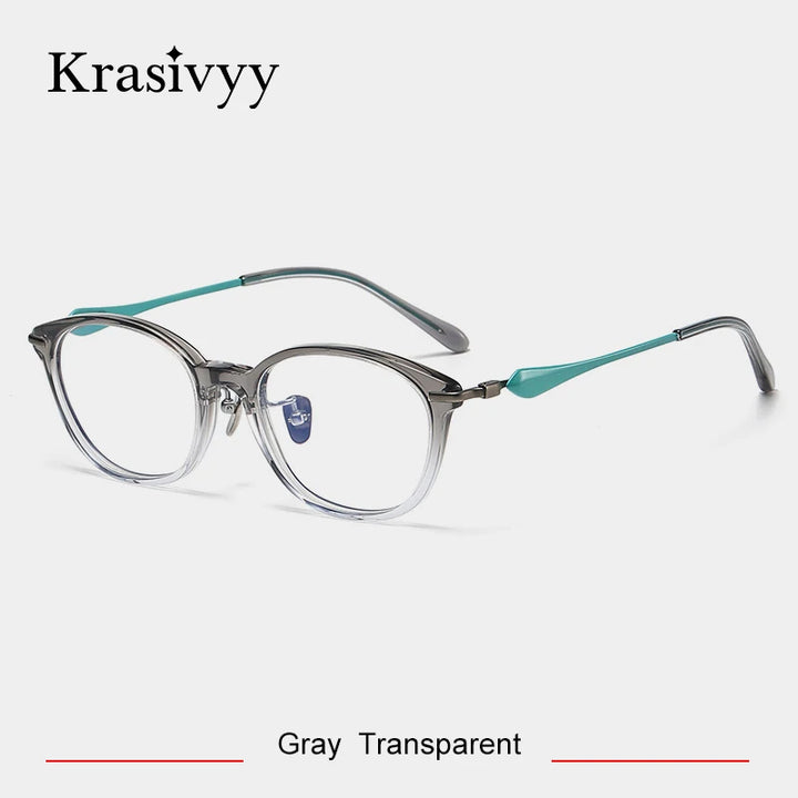 Krasivyy Unisex Full Rim Square Acetate Titanium Eyeglasses 46063 Full Rim Krasivyy Gray Transparent