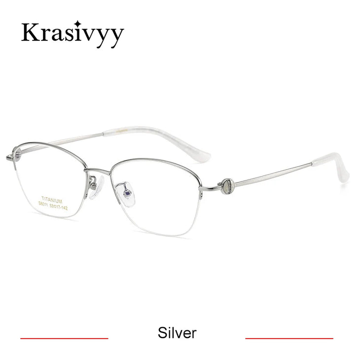 Krasivyy Unisex Semi Rim Oval Square Titanium Eyeglasses 56011