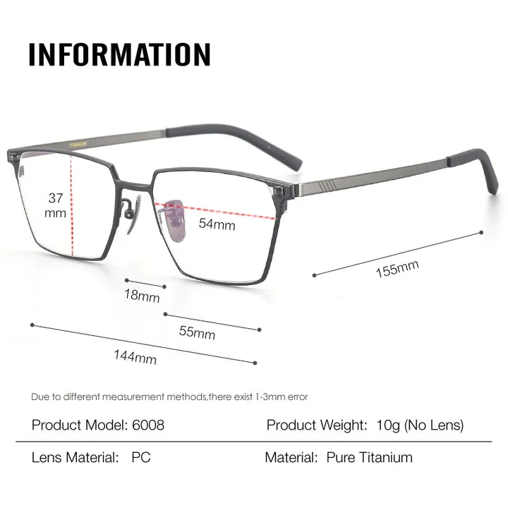 Aror Men's Full Rim Polygon Square Brow Line Titanium Eyeglasses 76008