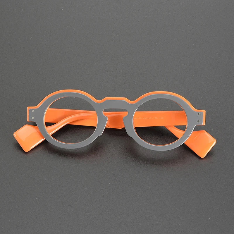 Gatenac Unisex Full Rim Round Acetate Eyeglasses Gxyj1161 Full Rim Gatenac