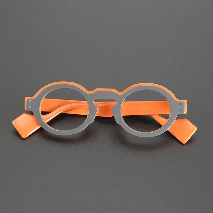 Gatenac Unisex Full Rim Round Acetate Eyeglasses Gxyj1161 Full Rim Gatenac