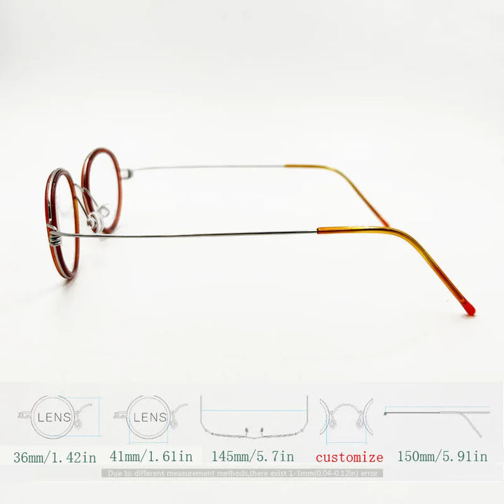 Yujo Unisex Full Rim Oval Stainless Steel Acetate Eyeglasses Y3641 Full Rim Yujo