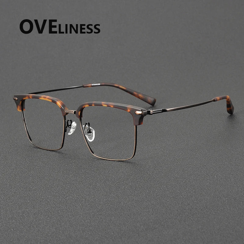 Oveliness Unisex Full RIm Square Acetate Titanium Eyeglasses 82004