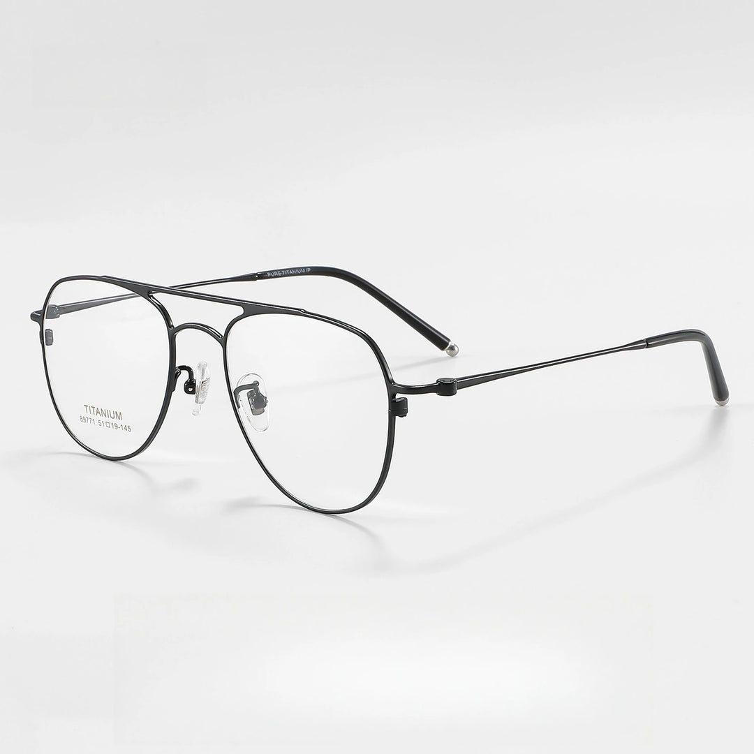 Yimaruili Unisex Full Rim Oval Double Bridge Titanium Eyeglasses 89771