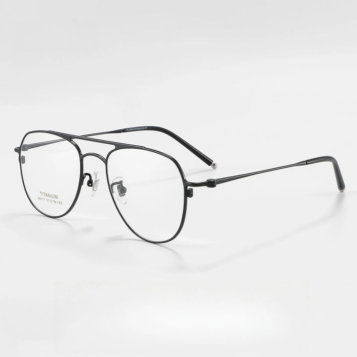 Yimaruili Unisex Full Rim Oval Double Bridge Titanium Eyeglasses 89771