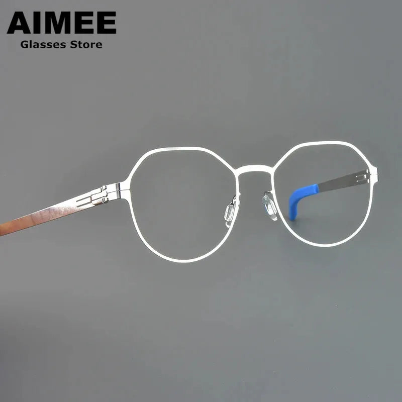Aimee Women's Full Rim Polygon Round Screwless Steel Eyeglasses 4943 Full Rim Aimee