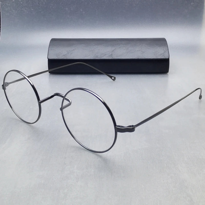 Black Mask Women's Full Rim Round Titanium Eyeglasses 285666