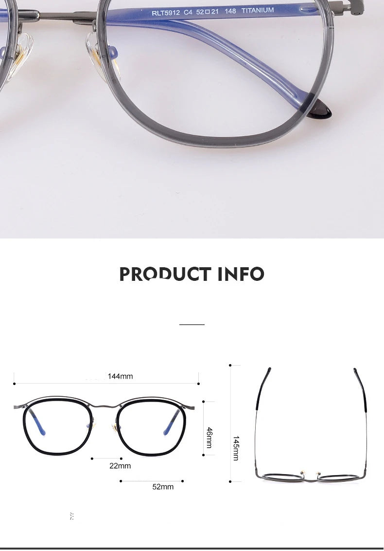 Black Mask Unisex Full Rim Square Acetate Titanium Eyeglasses 95912