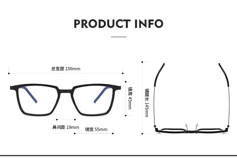 Black Mask Unisex Full Rim Big Square Titanium Acetate Eyeglasses D844 Full Rim Black Mask
