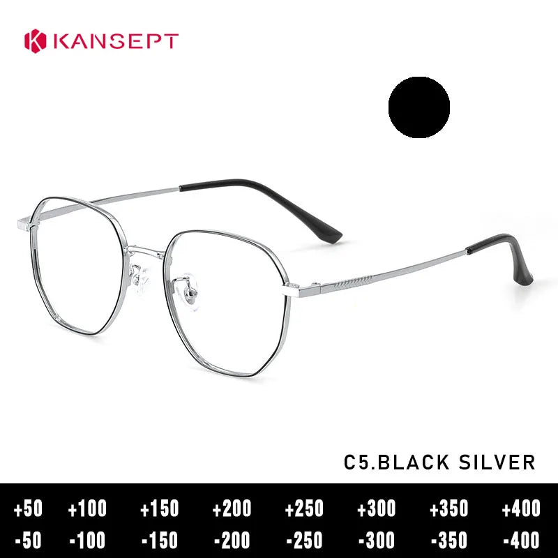 Kansept Women's Full Rim Flat Top Polygon Titanium Reading Glasses 486604