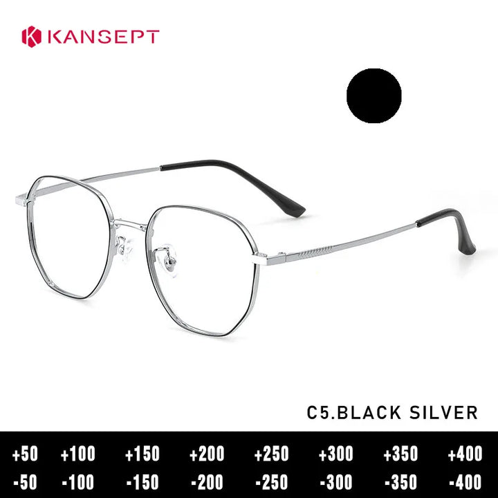 Kansept Women's Full Rim Flat Top Polygon Titanium Reading Glasses 486604