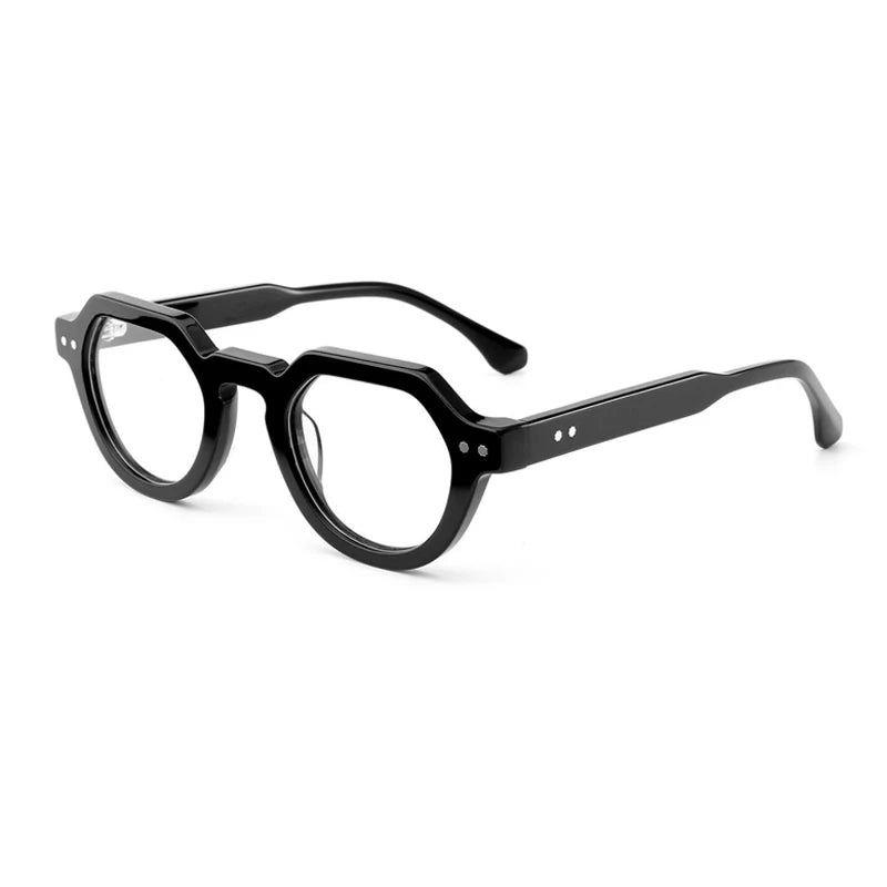 Gatenac Unisex Full Rim Flat Top Round Acetate Eyeglasses G66311