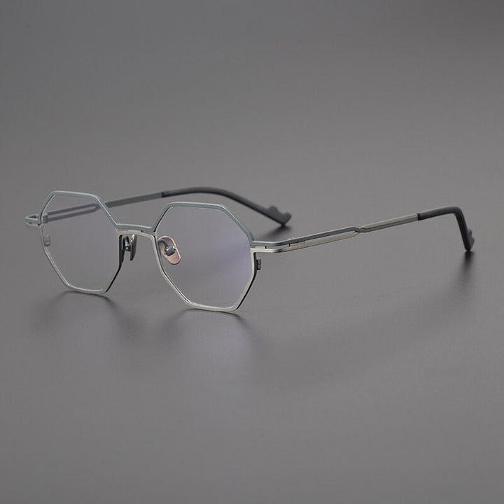 Gatenac Unisex Full Rim Polygon Square Titanium Eyeglasses Gxyj1034 Full Rim Gatenac Matte Gray