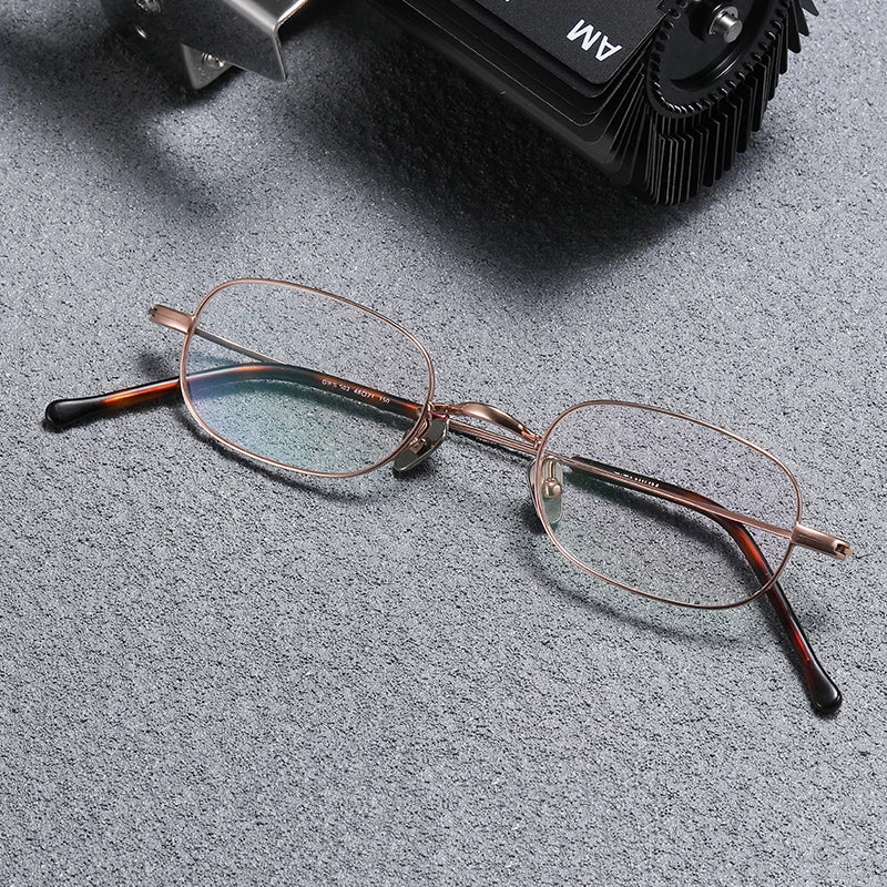 Black Mask Women's Full Rim Oval Titanium Eyeglasses Gs503 Full Rim Black Mask Rose Gold