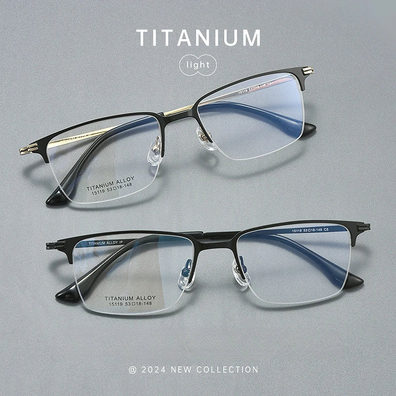 Vicky Unisex Semi Rim Square Titanium Reading Glasses V15119 Reading Glasses Vicky