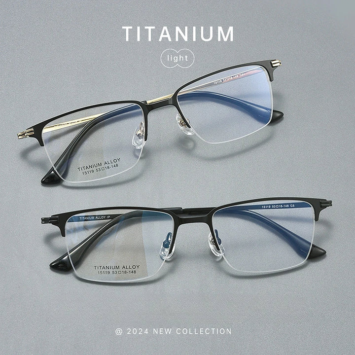 Vicky Unisex Semi Rim Square Titanium Reading Glasses V15119 Reading Glasses Vicky
