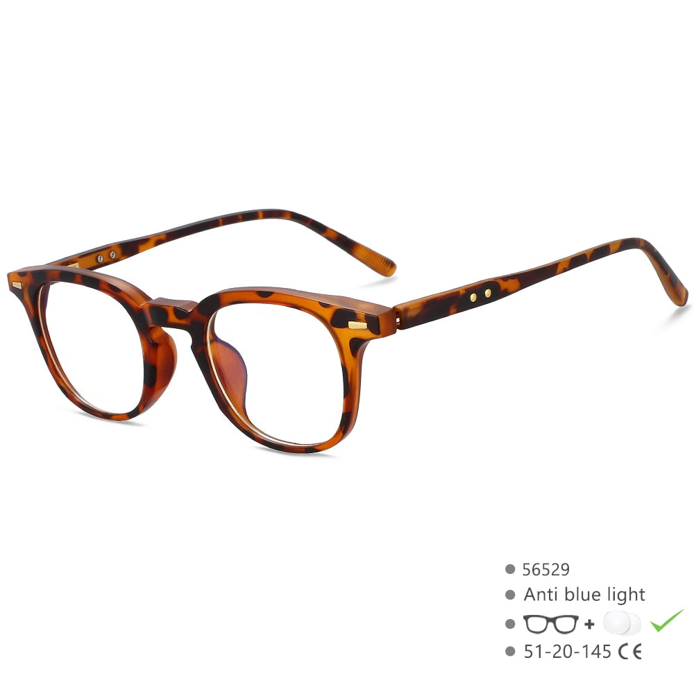 CCspace Unisex Full Rim Square PC Plastic Eyeglasses 56529 Full Rim CCspace C5Leopard