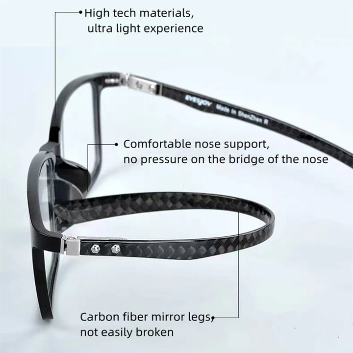 Kocolior Unisex Full Rim Square Carbon Fibre Tr 90 Hyperopic Reading Glasses 0017 Reading Glasses Kocolior   