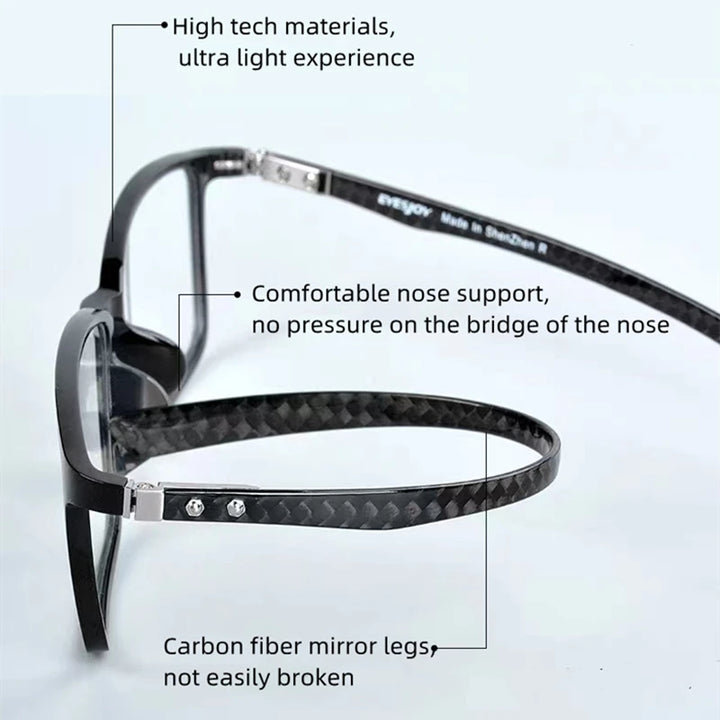 Kocolior Unisex Full Rim Square Carbon Fibre Tr 90 Hyperopic Reading Glasses 0017 Reading Glasses Kocolior