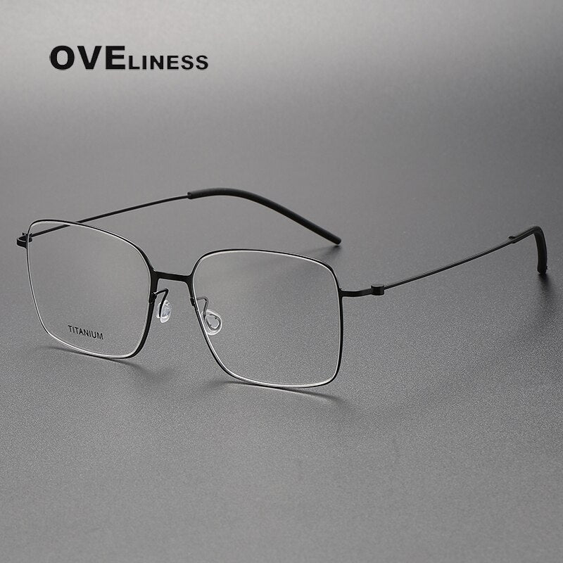 Oveliness Unisex Full Rim Square Titanium Eyeglasses 5535 Full Rim Oveliness black  