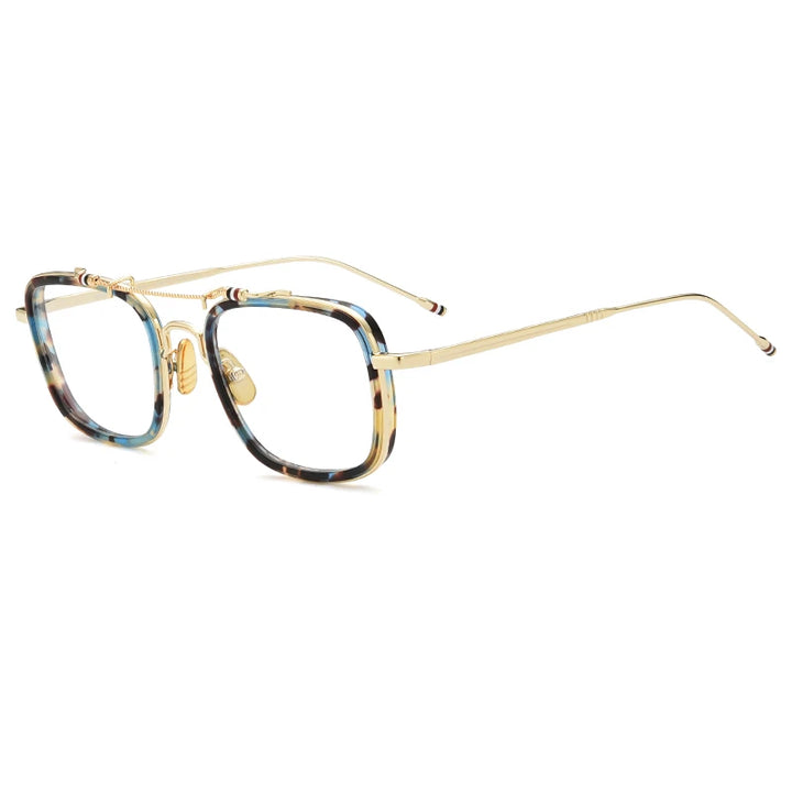 Black Mask Unisex Full Rim Square Double Bridge Alloy Acetate Eyeglasses Tbs816 Full Rim Black Mask