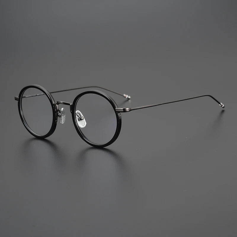Black Mask Unisex Full Rim Alloy Acetate Round Eyeglasses X906 Full Rim Black Mask Black-Gray