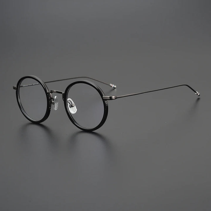 Black Mask Unisex Full Rim Alloy Acetate Round Eyeglasses X906 Full Rim Black Mask Black-Gray