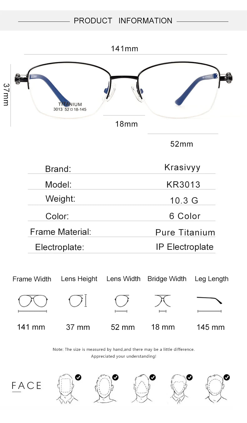 Krasivyy Unisex Semi Rim Oval Square Titanium Eyeglasses 43013