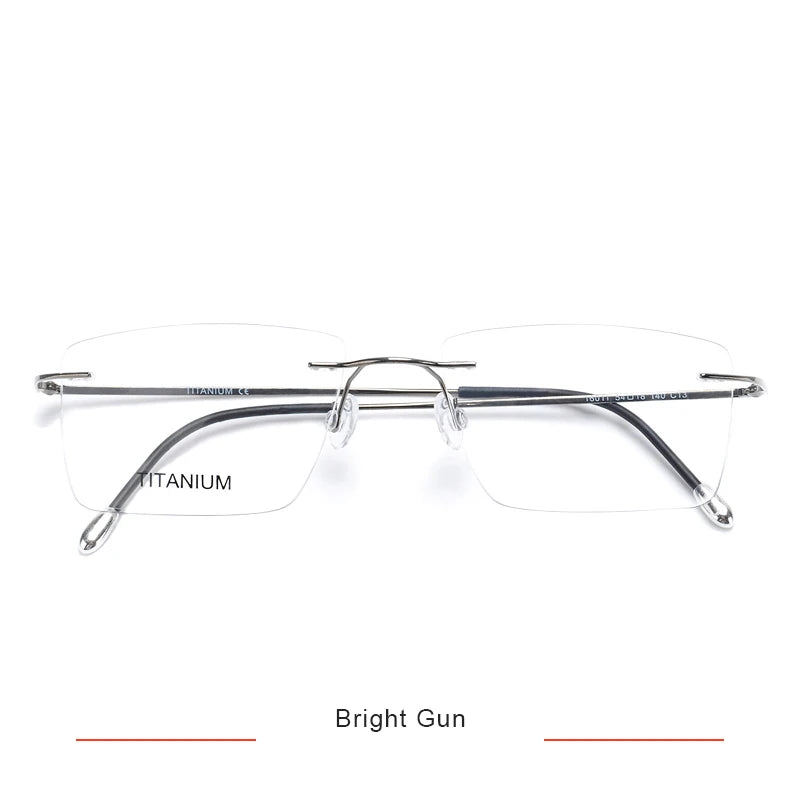 Brightzone Unisex Rimless Square Polygon Titanium Eyeglasses 71611 Rimless Brightzone Bright Gun