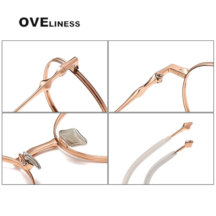 Oveliness Unisex Full Rim Round Titanium Eyeglasses 4519 Full Rim Oveliness