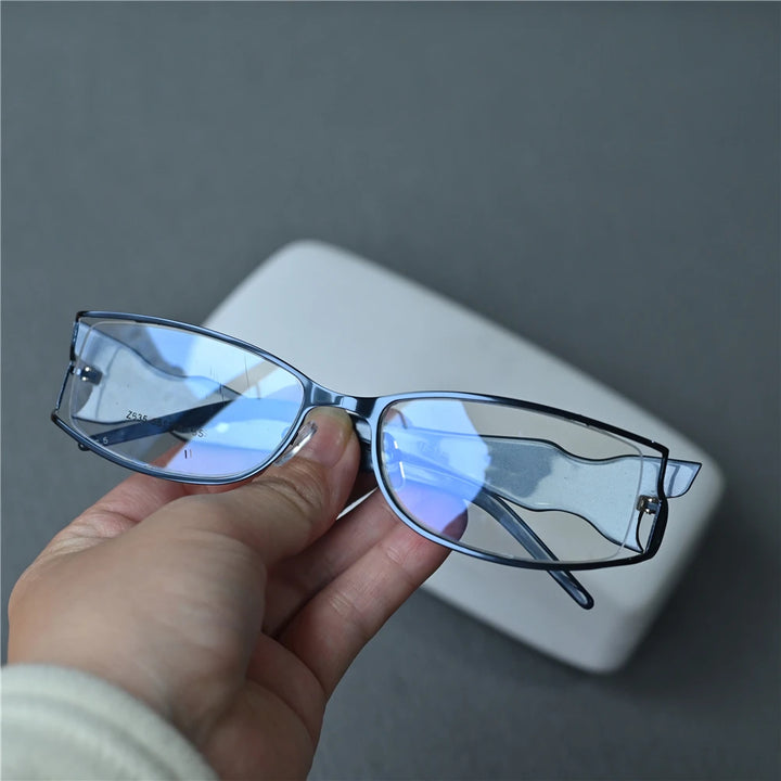 Cubojue Unisex Semi Rim Small Rectangle Alloy Reading Glasses C635 Reading Glasses Cubojue +400 Blue