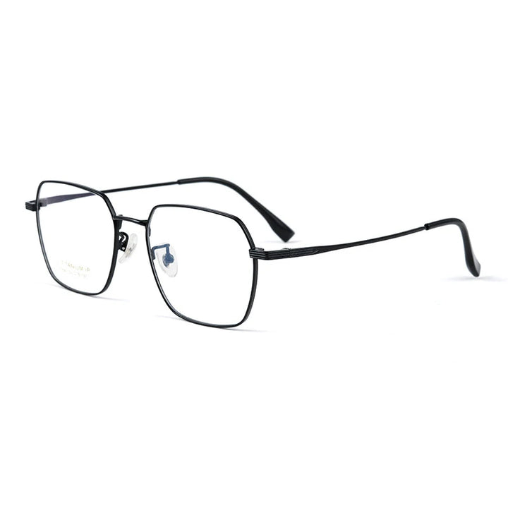 Gmei Unisex Full Rim Polygon Titanium Eyeglasses T840 Full Rim Gmei Optical Black