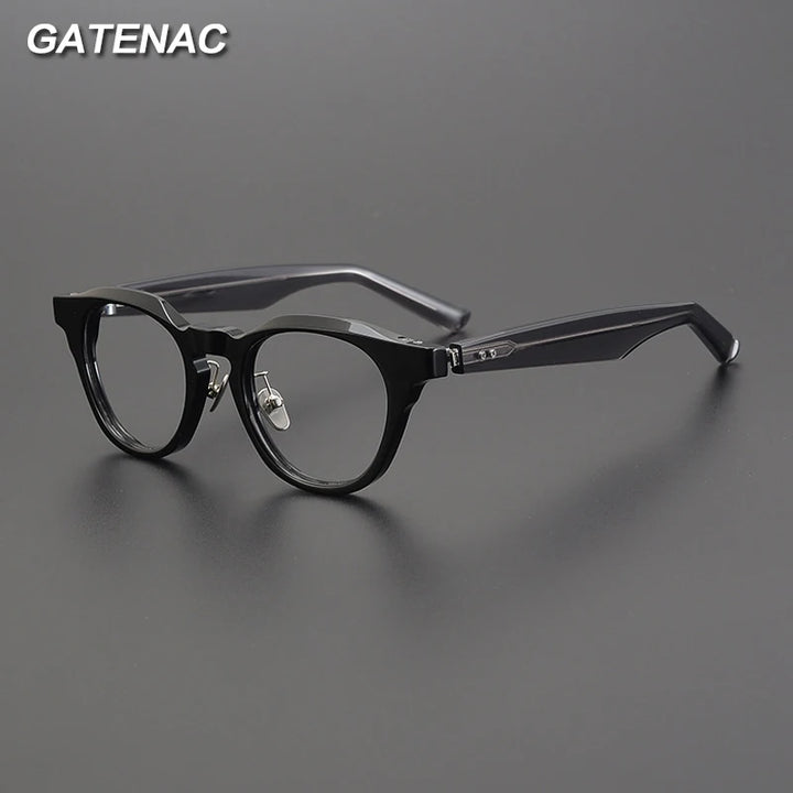 Gatenac Unisex Full Rim Round Acetate Eyeglasses Gxyj1189 Full Rim Gatenac