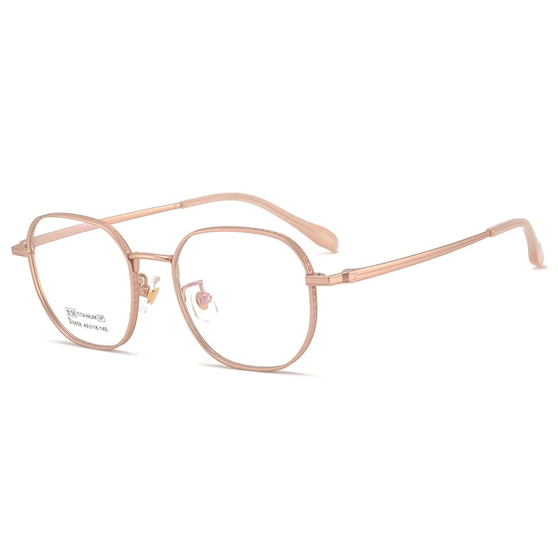 Bclear Women's Full Rim Polygonal Titanium Eyeglasses My6958 Full Rim Bclear Rose Gold