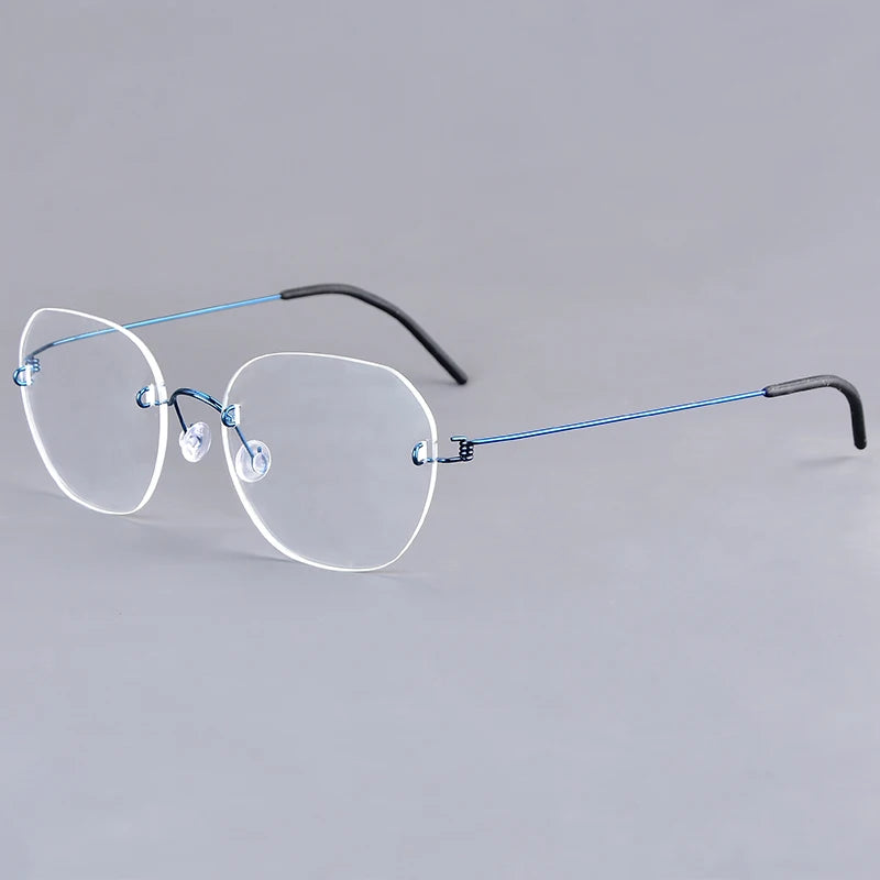 Aimee Women's Rimless Oval Polygon Screwless Titanium Eyeglasses 12460