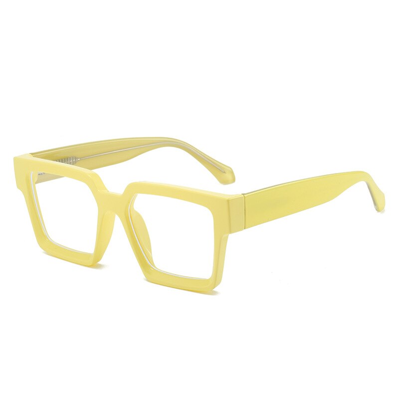 CCspace Unisex Full Rim Square PC Plastic Eyeglasses 56604 Full Rim CCspace C5Yellow