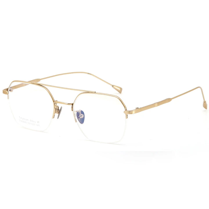 Muzz Unisex Semi Rim Square Double Bridge Titanium Alloy Eyeglasses 30469