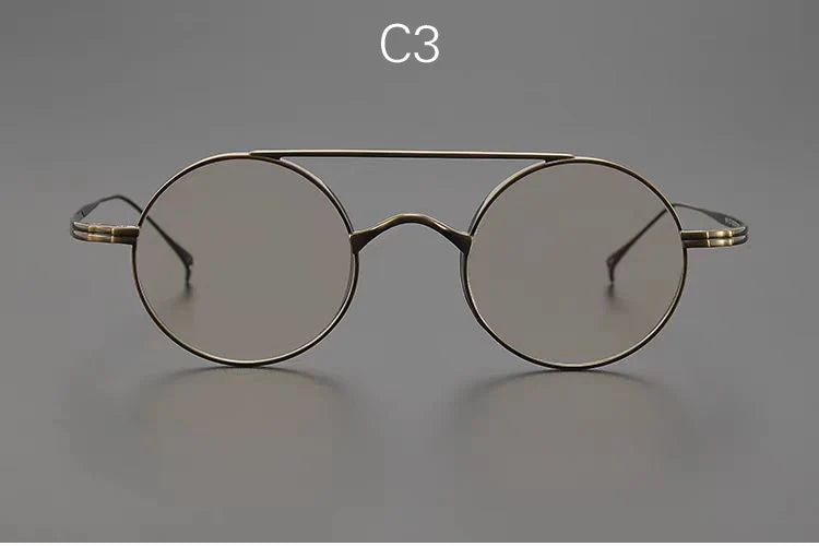 Yujo Women's Full Rim Round Double Bridge Titanium Eyeglasses 13522 Full Rim Yujo C3 CHINA