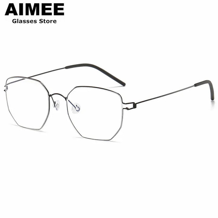 Aimee Unisex Full Rim Polygon Screwless Titanium Eyeglasses 51925 Full Rim Aimee